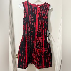 Calvin Klein Red and Black Velvet Women Dress SIZE 8 With New Tags.